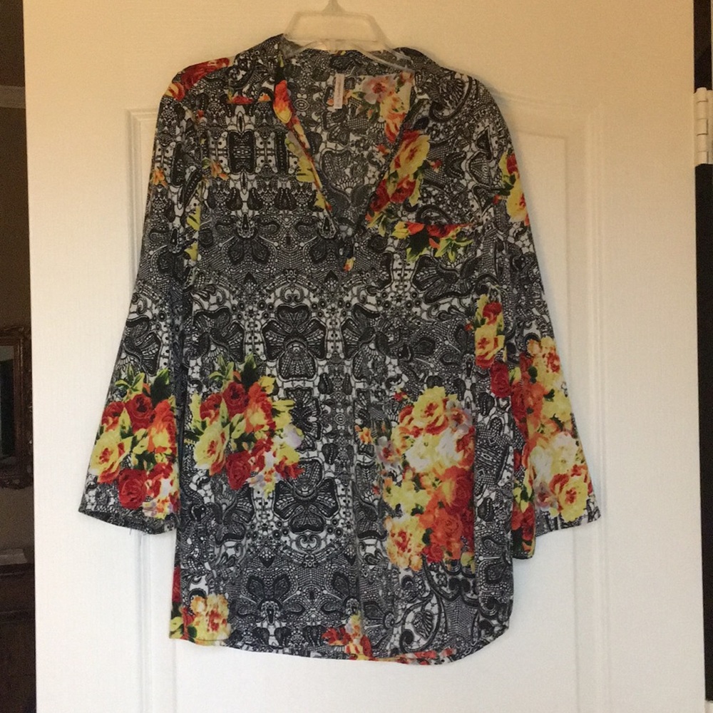 Navy Floral Print Tunic